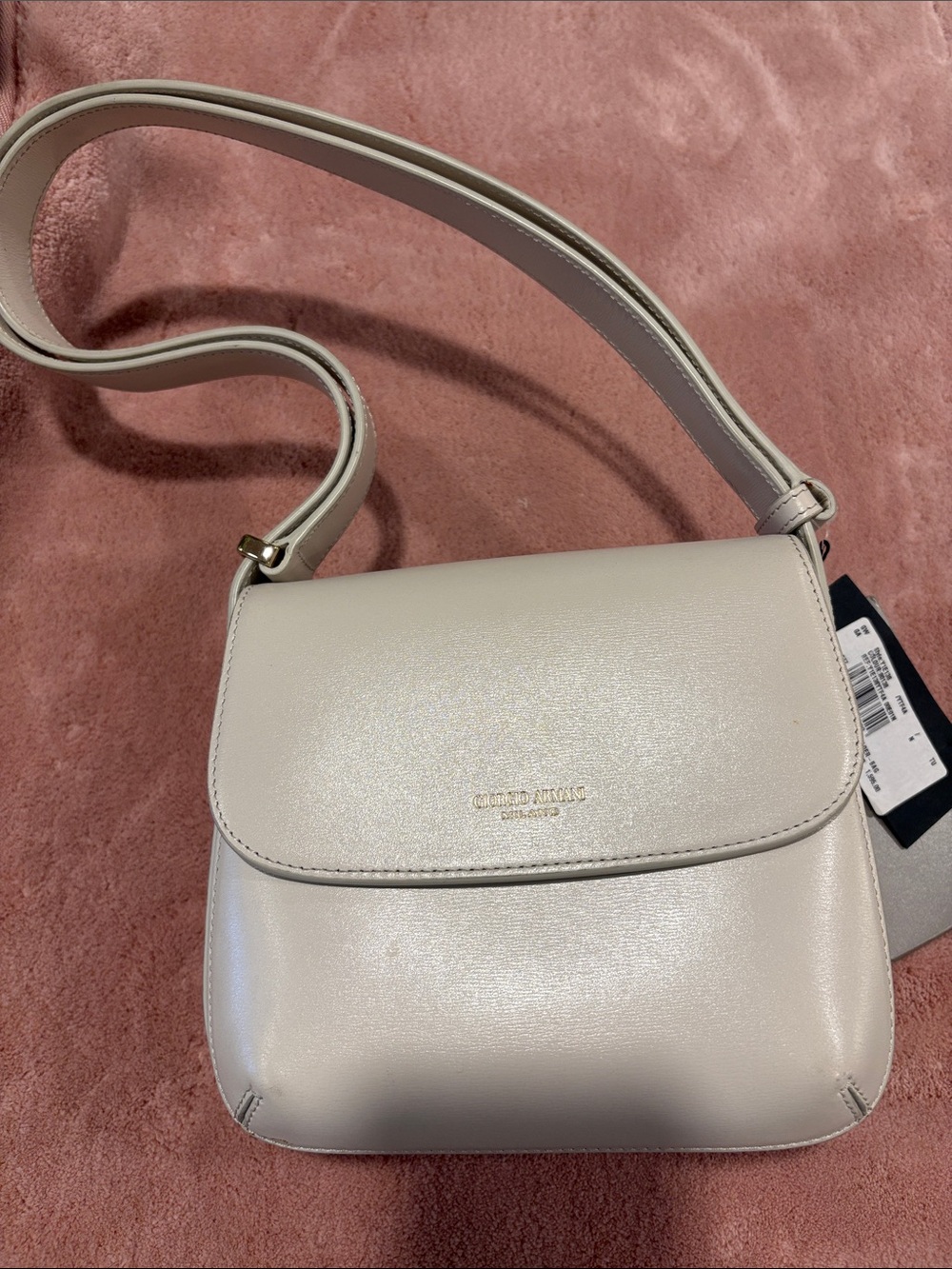 Giorgio Armani Cream Crossbody Bag with Gold Logo
